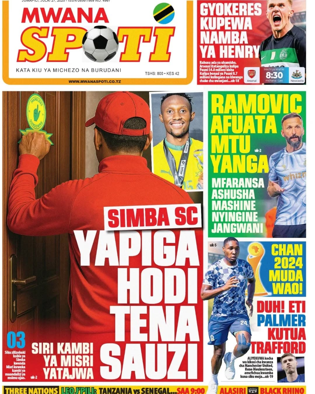 MAGAZETI YA MICHEZO LEO JUMAPILI TAREHE 27-7-2025