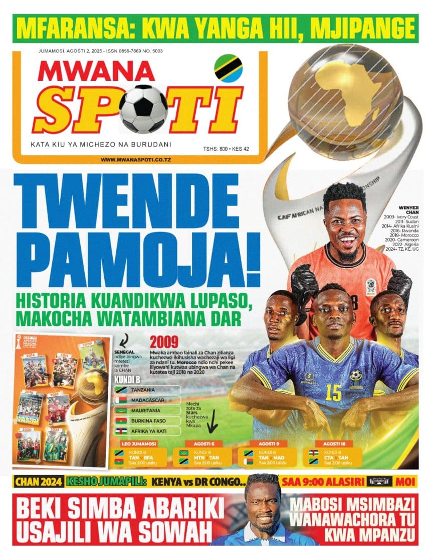 MAGAZETI YA MICHEZO LEO JUMAMOSI TAREHE 2-8-2025