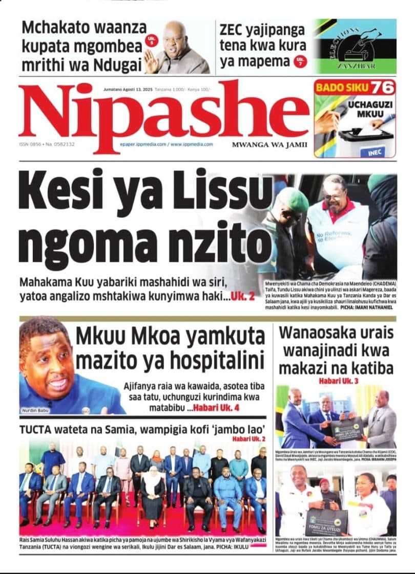 PITIA VICHWA VYA HABARI KATIKA MAGAZETI YA LEO AGOSTI 13,2025