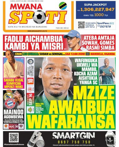PITIA MAGAZETI YA MICHEZO LEO TAREHE 29 AGOSTI 2025