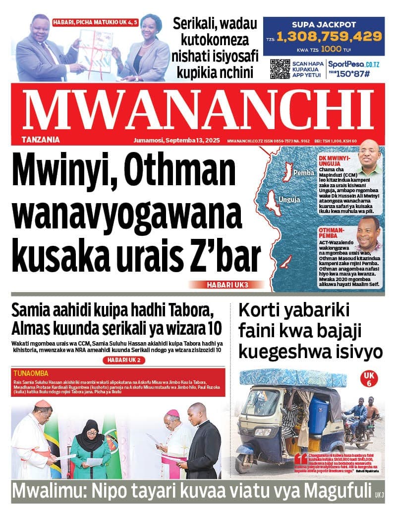 PITIA VICHWA VYA HABARI KATIKA MAGAZETI YA LEO SEPTEMBA 13,2025