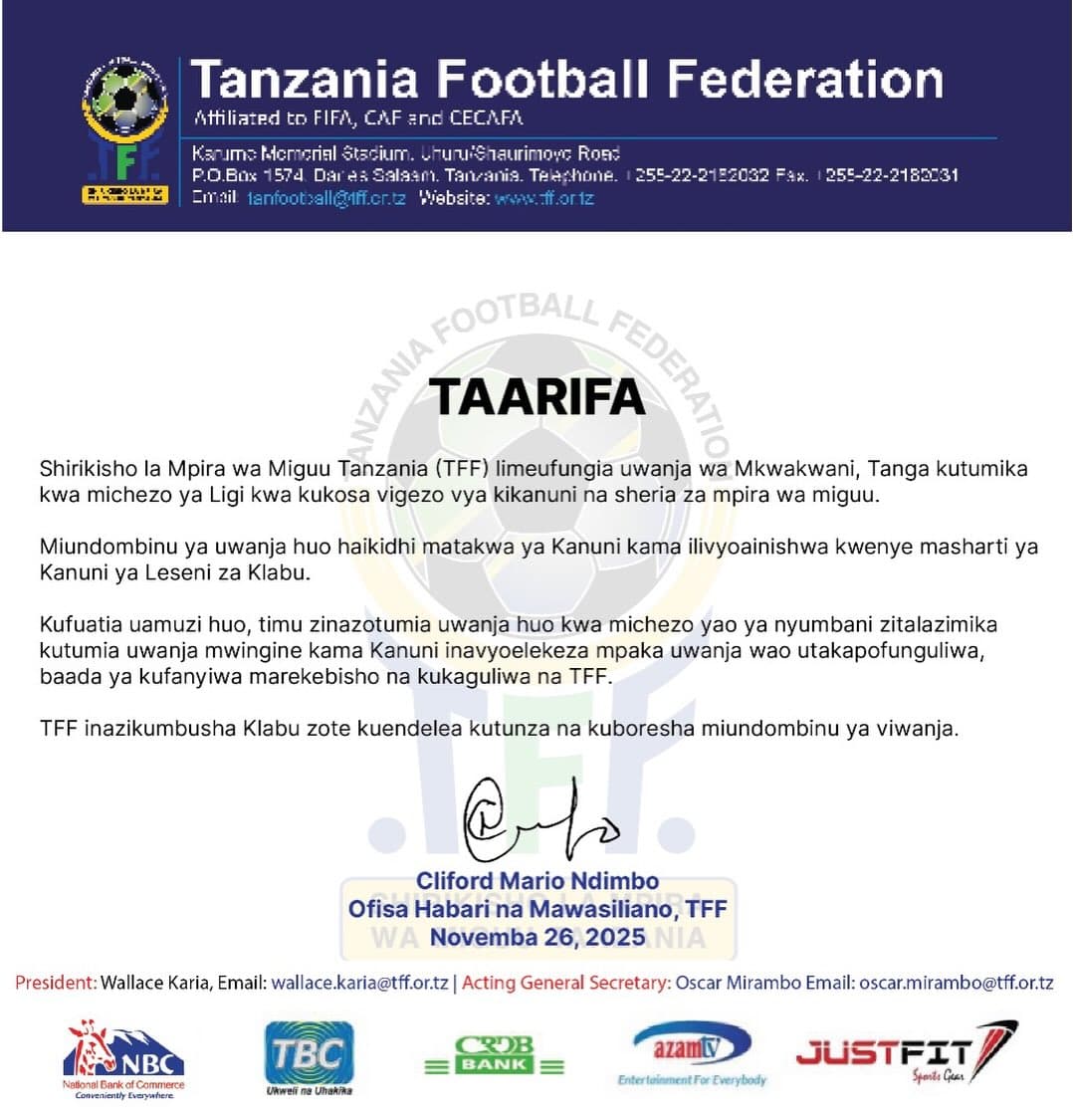 Uwanja wa Mkwakwani Tanga Wafungiwa na Bodi ya Ligi