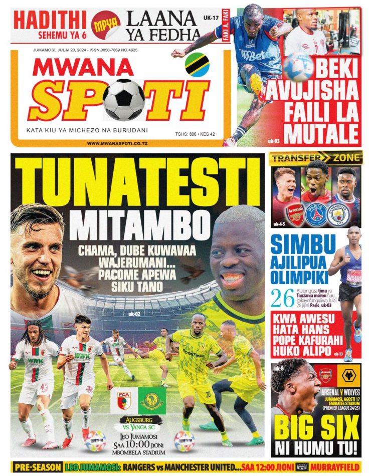 magazeti ya Michezo Tanzania leo Jumamosi ya July 20 2024