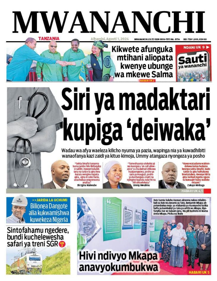 Magazeti ya Tanzania leo August 01