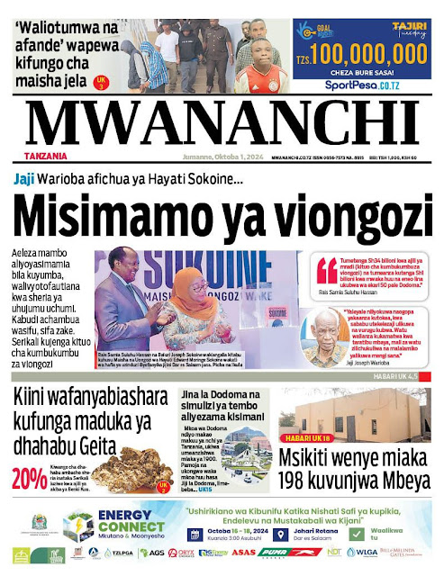 Magazeti ya leo October 1 2024