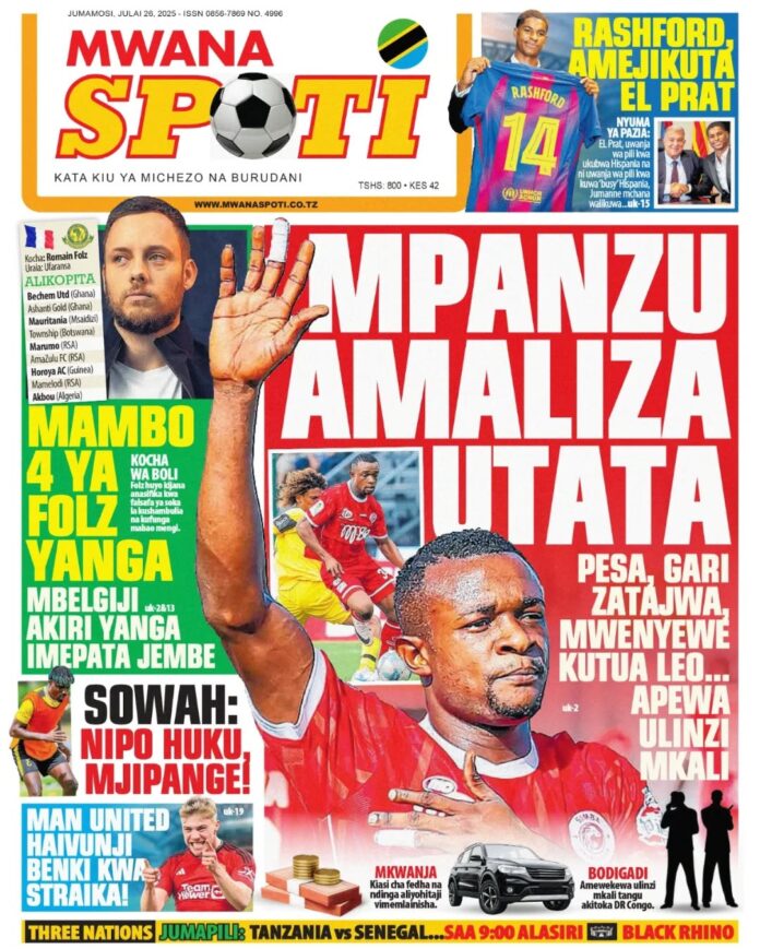 Magazeti ya michezo leo Jumamosi ya July 26, 2025